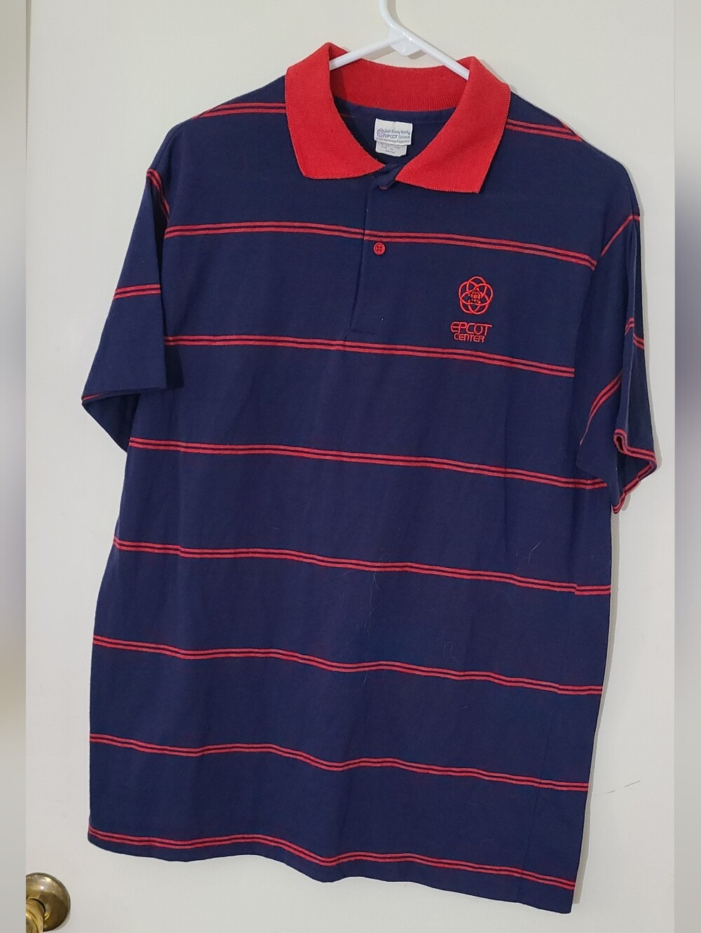 Vintage 1982 EPCOT Center Walt Disney World Striped Polo Shirt XL